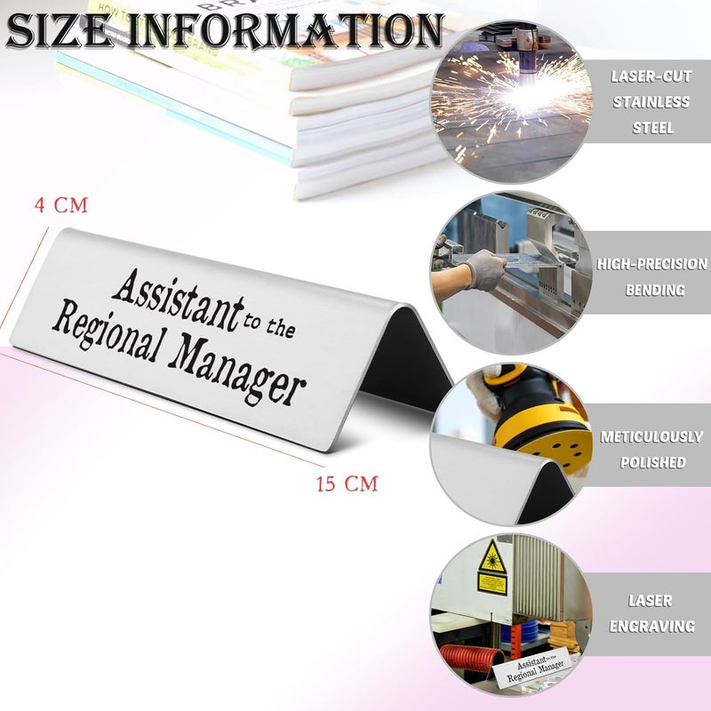 EFFJNSG Assistant to The Regional Manager Novelty Nameplate, Funny Desk Signs for Office, Funny Sarcastic Desk Decor Nameplates Gift for Assistant Manager Women Coworker EDA18 - Image 2